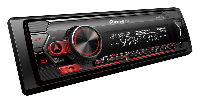 PIONEER MVH-S420BT 1-DIN Receiver with Bluetooth, Red Illumination, USB, Spotify, Pioneer Smart Sync App and Compatible with Apple and Android Devices