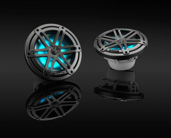 JL Audio M3-770X-S-GM-I 7.7" Gunmetal Marine speakers with LED lights (with Sport Grilles)