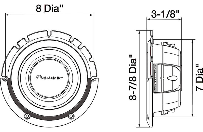 Pioneer TS-A2000LD2 Shallow-Mount 8" Subwoofer with Dual 2-ohm Voice Coils