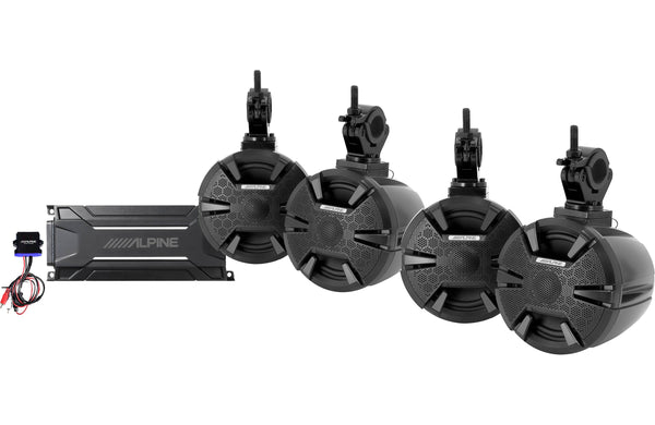 Alpine PSS-SXS01-PWR Side-by-side sound system: includes four 6-1/2" speaker pods, Bluetooth® controller, and a 4-channel amplifier