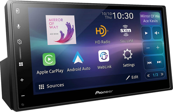 Pioneer DMH - W3050NEX 6.8" Double Din Multimedia Digital Media Receiver, Wireless Apple CarPlay and Android Auto, HD Radio, Bluetooth, Backup Camera Compatible, Touchscreen, One Touch Navigation - Elite Custom Sound